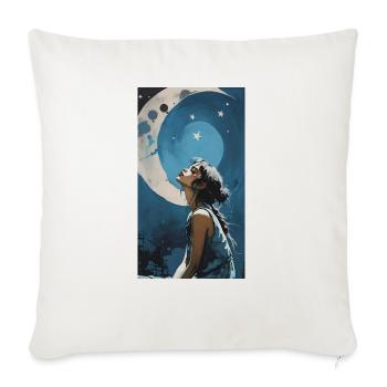 moon night girl - Sofakissen mit Füllung 45 x 45 cm - Naturweiß  - Vorne