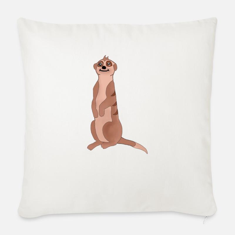 Erdmännchen - Sofakissen mit Füllung 45 x 45 cm - Naturweiß 