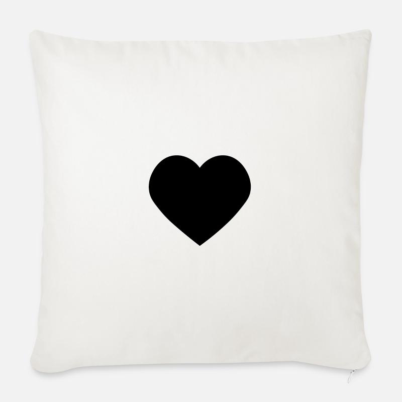 schwarzes Herz - Sofakissen mit Füllung 45 x 45 cm - Naturweiß 