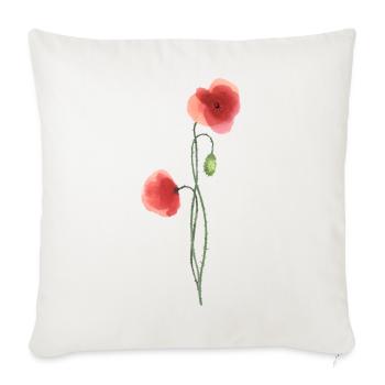 Blume: roter Mohn - Sofakissen mit Füllung 45 x 45 cm - Naturweiß  - Vorne