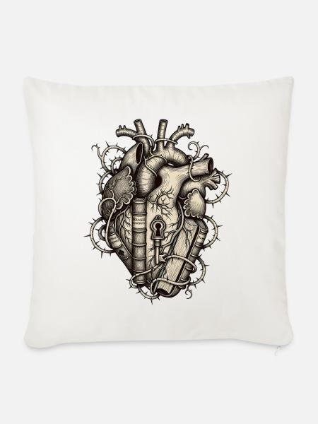 Anatomisches Herz des Bibliophilen - Sofakissen mit Füllung 45 x 45 cm - Naturweiß