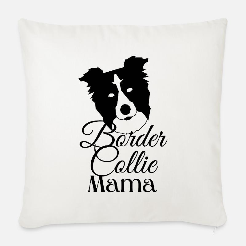 Border Collie Mama - Sofakissen mit Füllung 45 x 45 cm - Naturweiß
