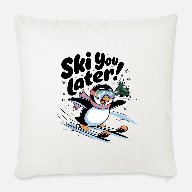 Skifahren Sie später - Sofakissen mit Füllung 45 x 45 cm - Naturweiß