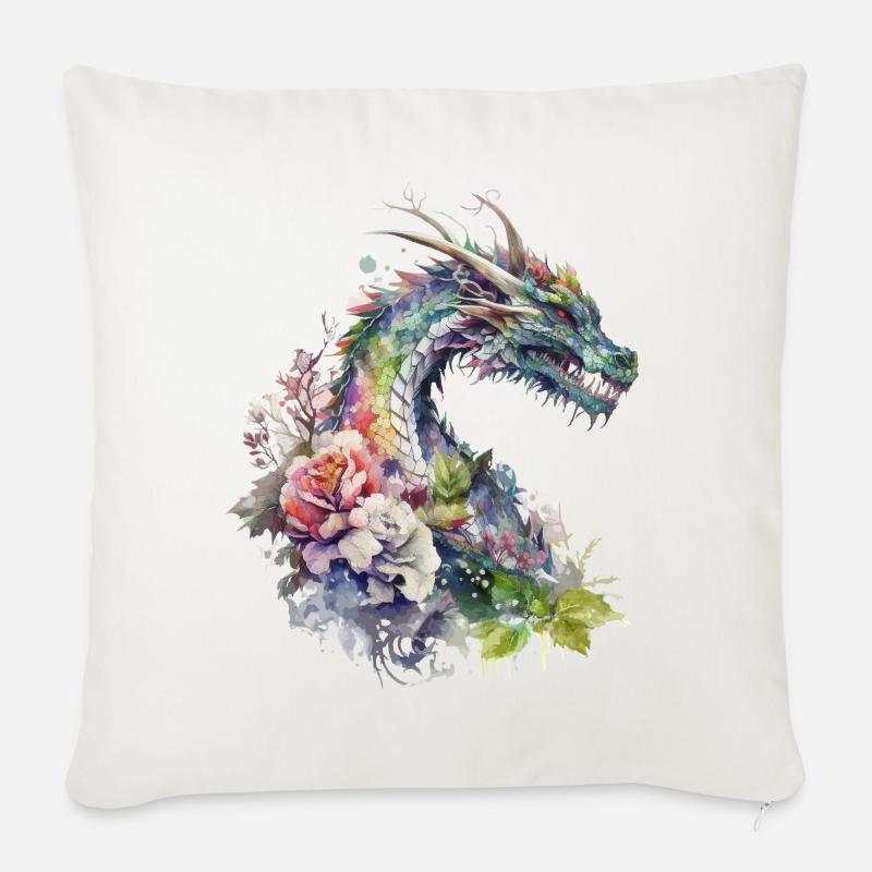 Japanischer Drache - Sofakissen mit Füllung 45 x 45 cm - Naturweiß 