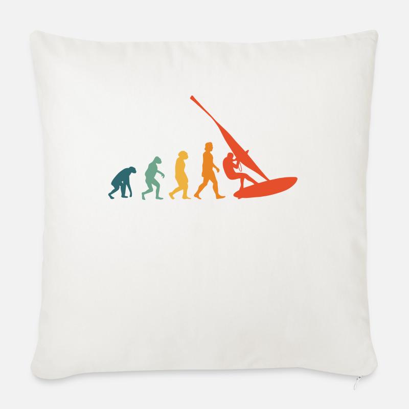 Windsurffer Evolution Retro Windsurfing Windsurf - Coussin et housse de 45 x 45 cm - blanc nature