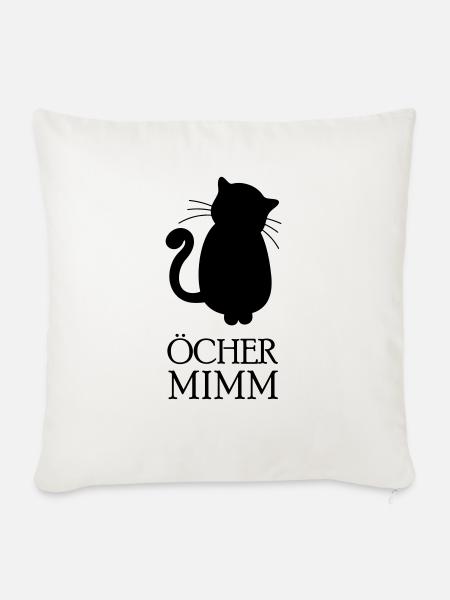 Öcher Mimm (Aachener Katze) - Sofakissen mit Füllung 45 x 45 cm - Naturweiß