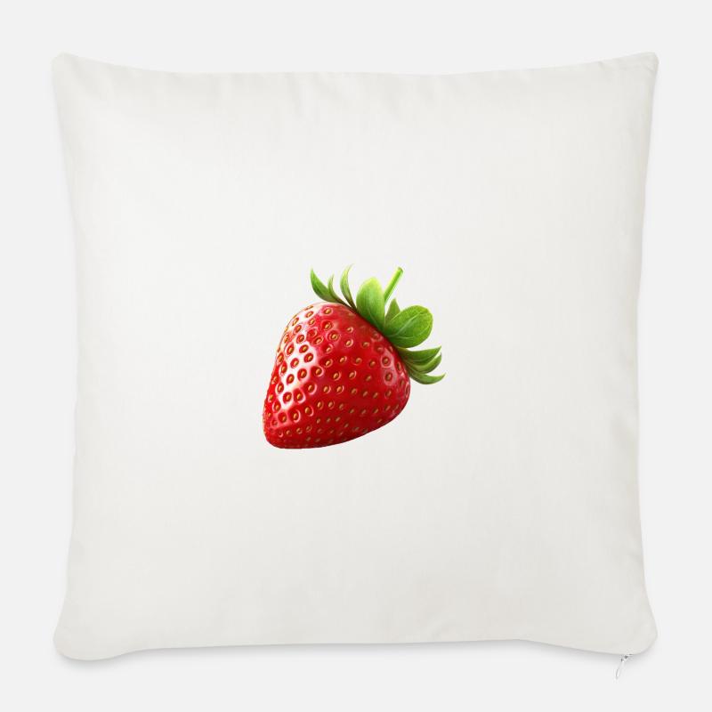 Erdbeere - Sofakissen mit Füllung 45 x 45 cm - Naturweiß 