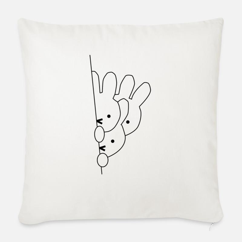lapin - Coussin et housse de 45 x 45 cm - blanc nature