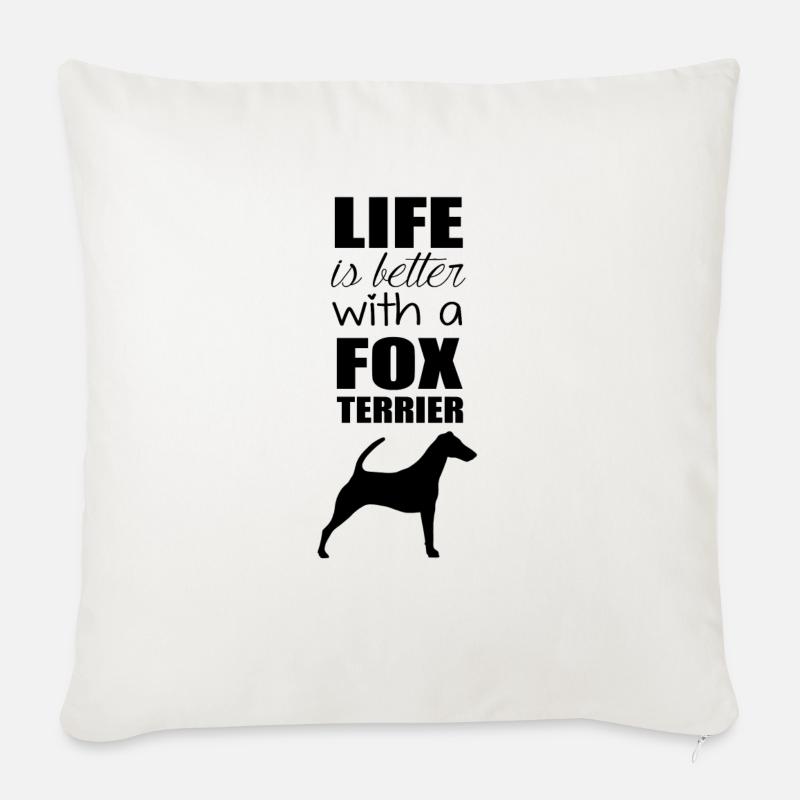 FOXTERRIER BLACK - Sofakissen mit Füllung 45 x 45 cm - Naturweiß 