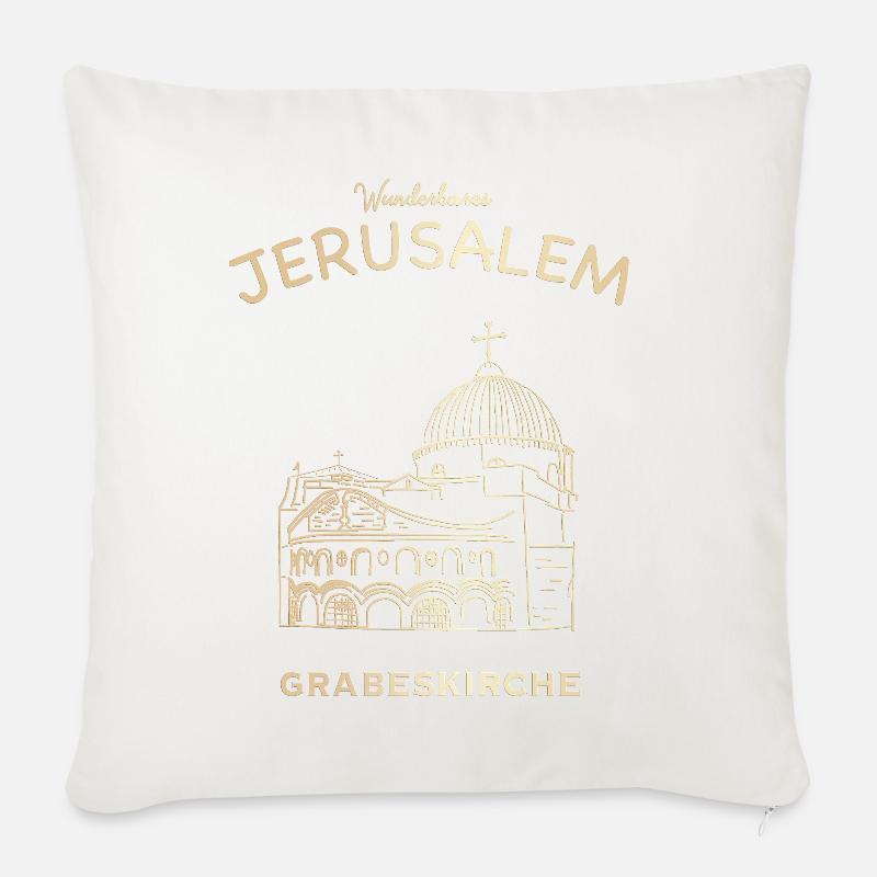 Wunderbares Jerusalem, Kirche vom Heiligen Grab - Sofakissen mit Füllung 45 x 45 cm - Naturweiß