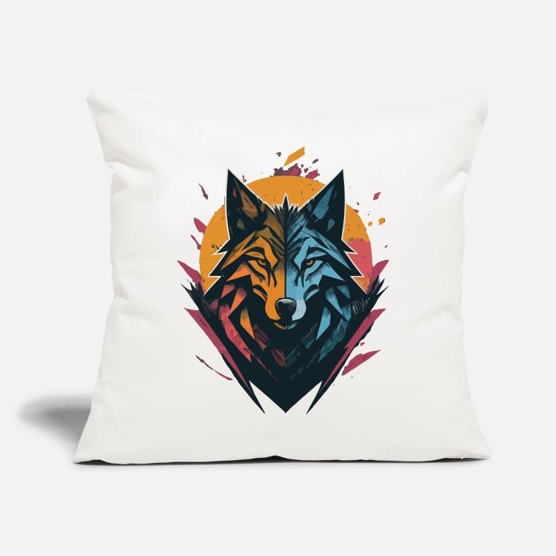 Wolf Double Sided Sun Moon Sofa pillow with filling 45cm x 45cm
