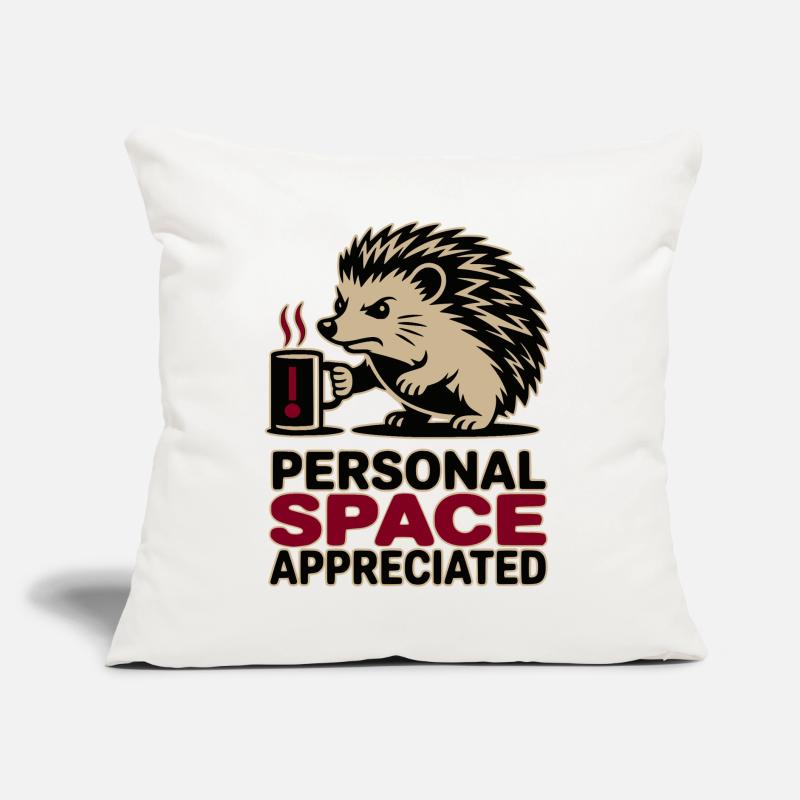 Grumpy Hedgehog Personal Space Introvert Coffee Coussin et housse de 45 x 45 cm