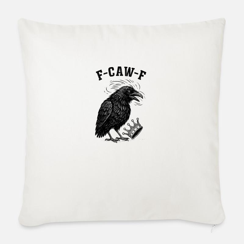 FCAW Krähe Krone - Sofakissen mit Füllung 45 x 45 cm - Naturweiß 