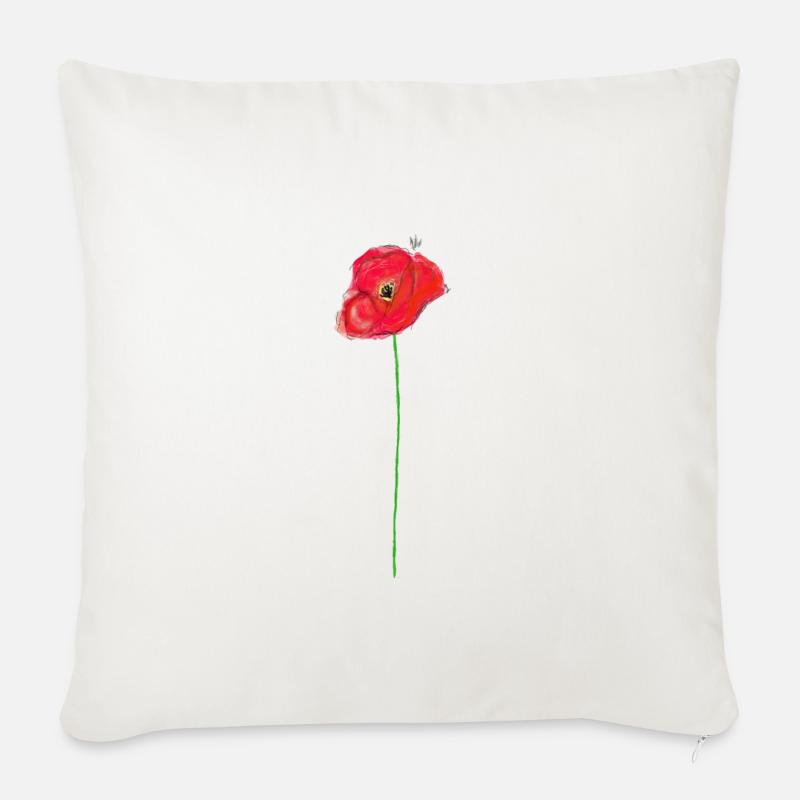 Mohnblumen malen - Sofakissen mit Füllung 45 x 45 cm - Naturweiß 