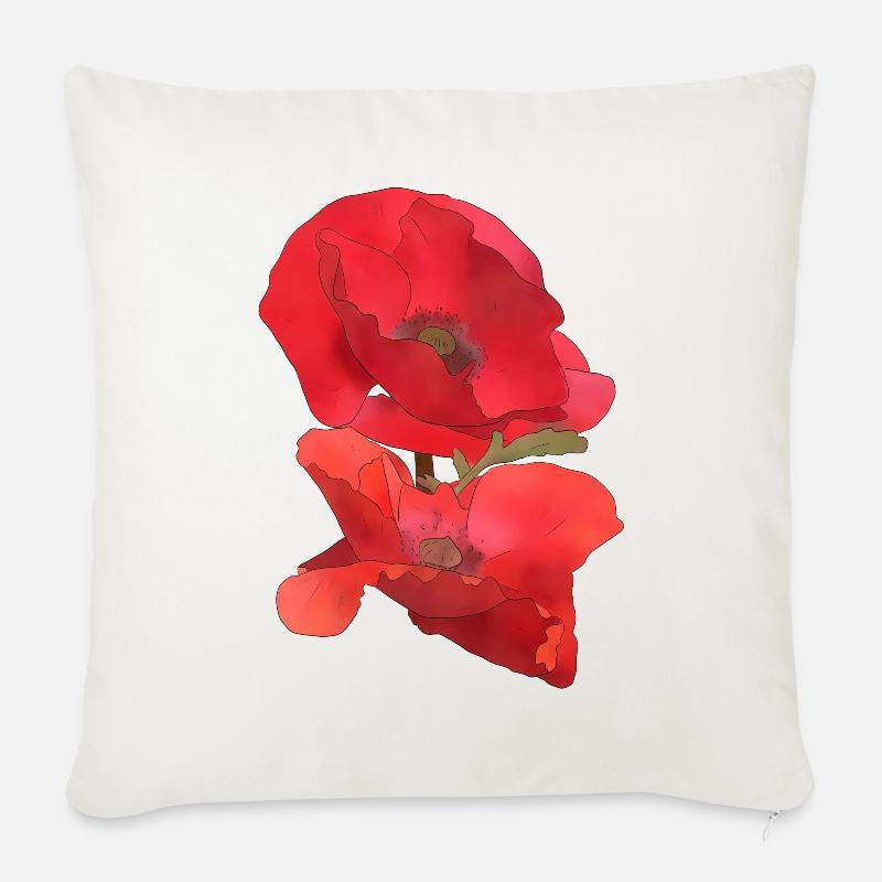 Mohn - Sofakissen mit Füllung 45 x 45 cm - Naturweiß 