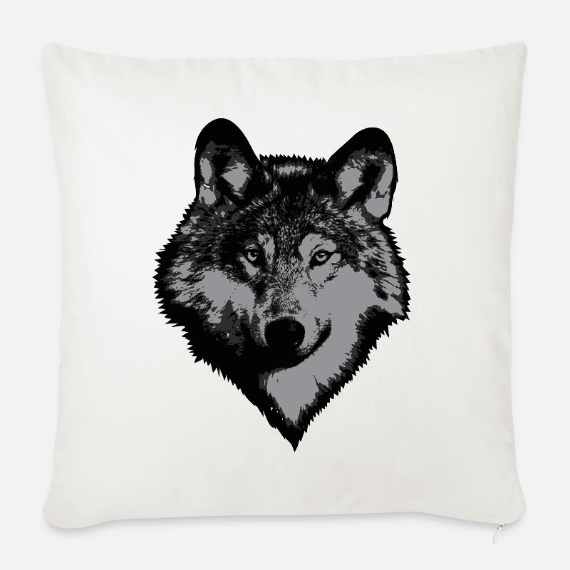 Wolf Kopf - Sofakissen mit Füllung 45 x 45 cm - Naturweiß 