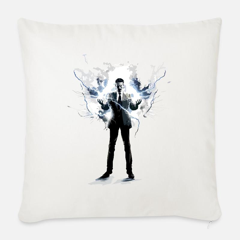 Nikola Tesla - Coussin et housse de 45 x 45 cm - blanc nature