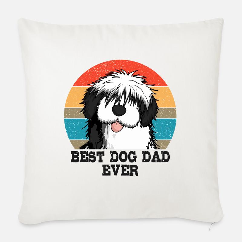 Bobtail-Pudel - Sofakissen mit Füllung 45 x 45 cm - Naturweiß 