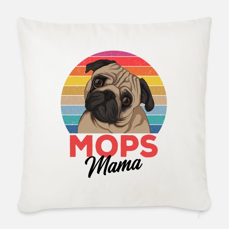 Mops - Sofakissen mit Füllung 45 x 45 cm - Naturweiß 