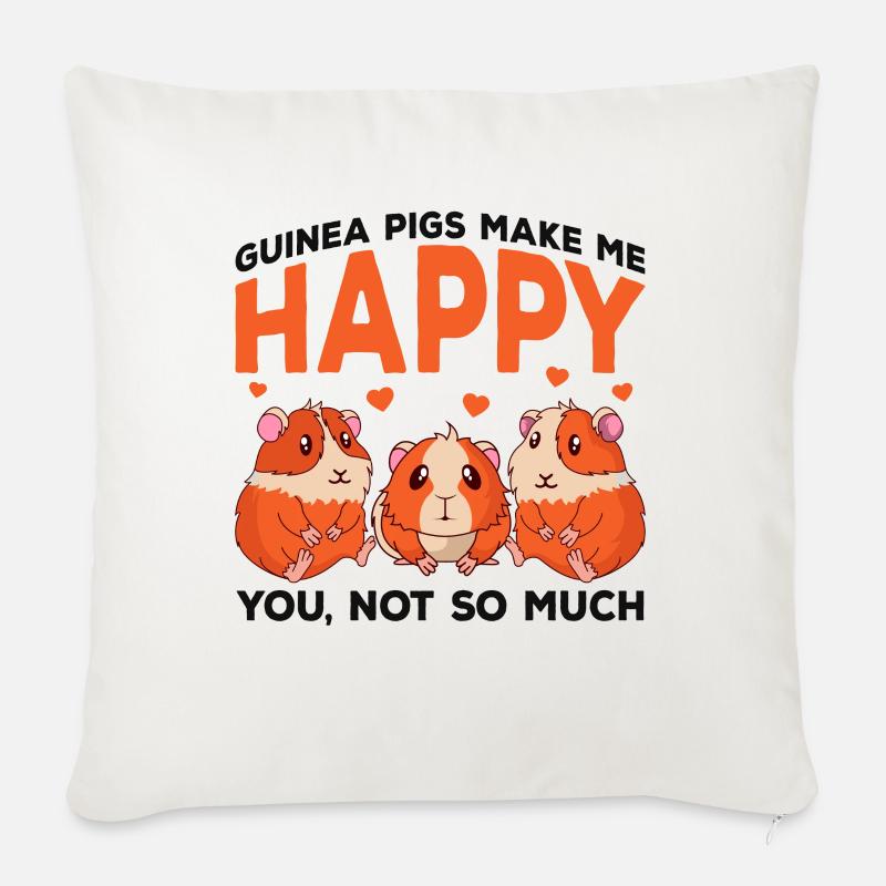 Cochon d'Inde - Coussin et housse de 45 x 45 cm - blanc nature