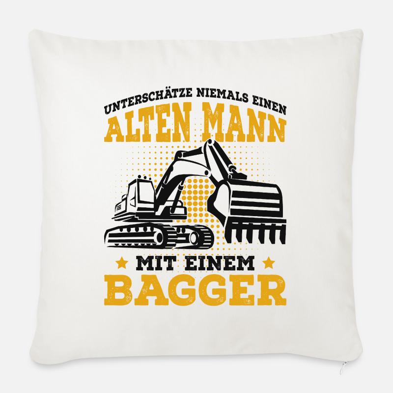 Baggerfahrer - Sofakissen mit Füllung 45 x 45 cm - Naturweiß 