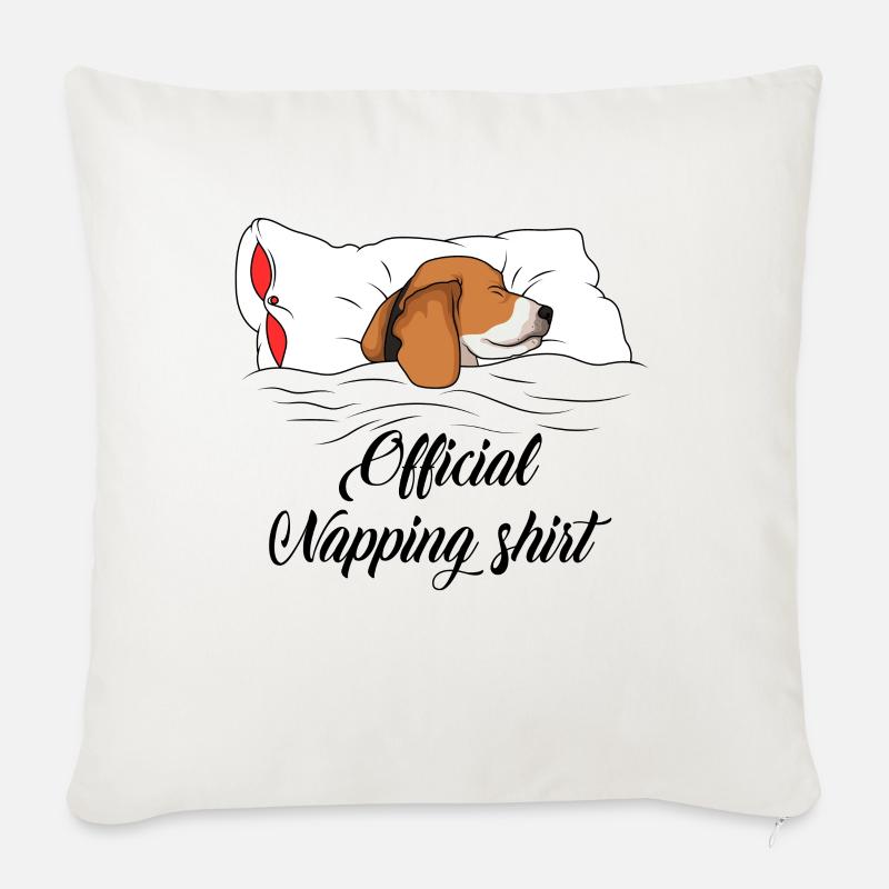 beagle - Coussin et housse de 45 x 45 cm - blanc nature