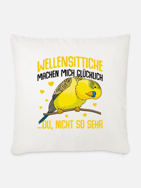 Wellensittich - Sofakissen mit Füllung 45 x 45 cm - Naturweiß
