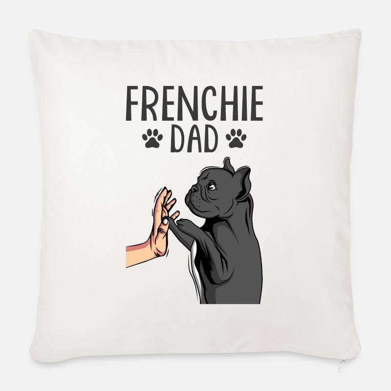 Frenchie papa Bouledogue français - Coussin et housse de 45 x 45 cm - blanc nature