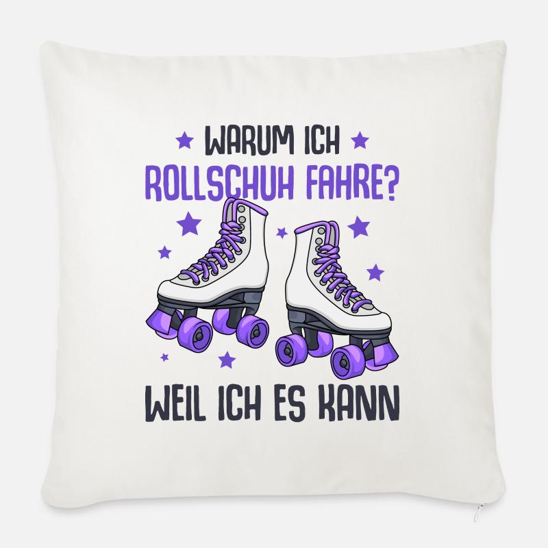 Rollschuhe - Sofakissen mit Füllung 45 x 45 cm - Naturweiß 