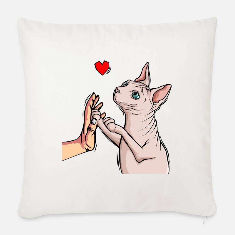 Sphynx Kat Sfinx Nøgen Kat - Soffkudde med stoppning 45 x 45 cm - naturvit