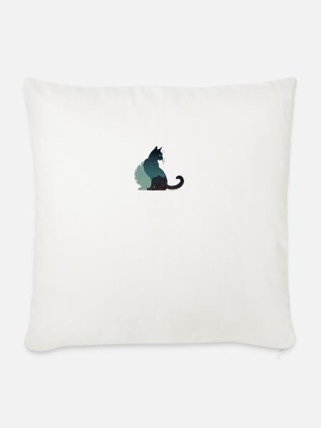 schwarze Katze - Sofakissen mit Füllung 45 x 45 cm - Naturweiß