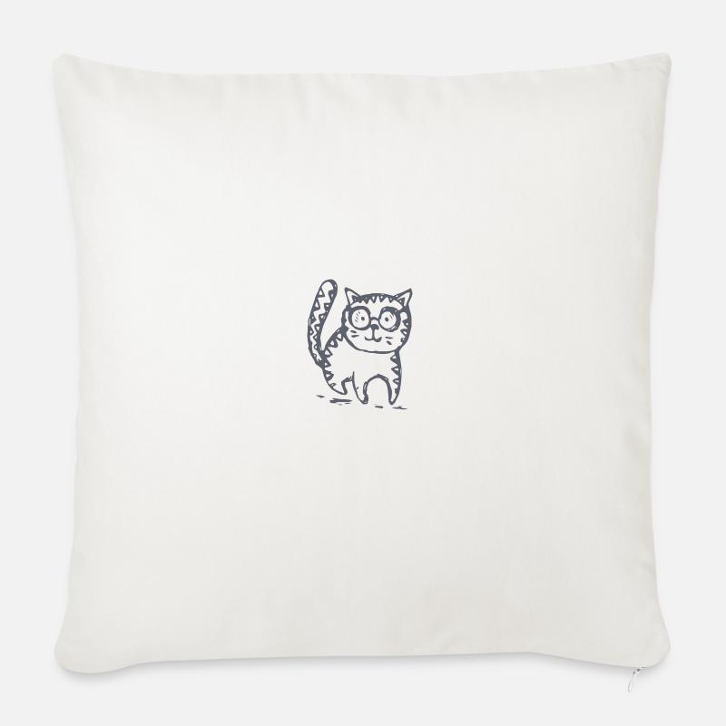 Katze - Sofakissen mit Füllung 45 x 45 cm - Naturweiß 