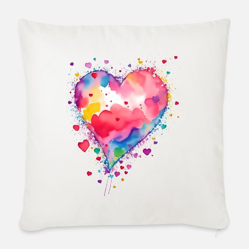 Herz - Sofakissen mit Füllung 45 x 45 cm - Naturweiß