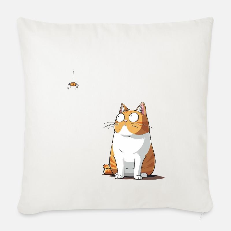 Katze vs. Spinne - Sofakissen mit Füllung 45 x 45 cm - Naturweiß 