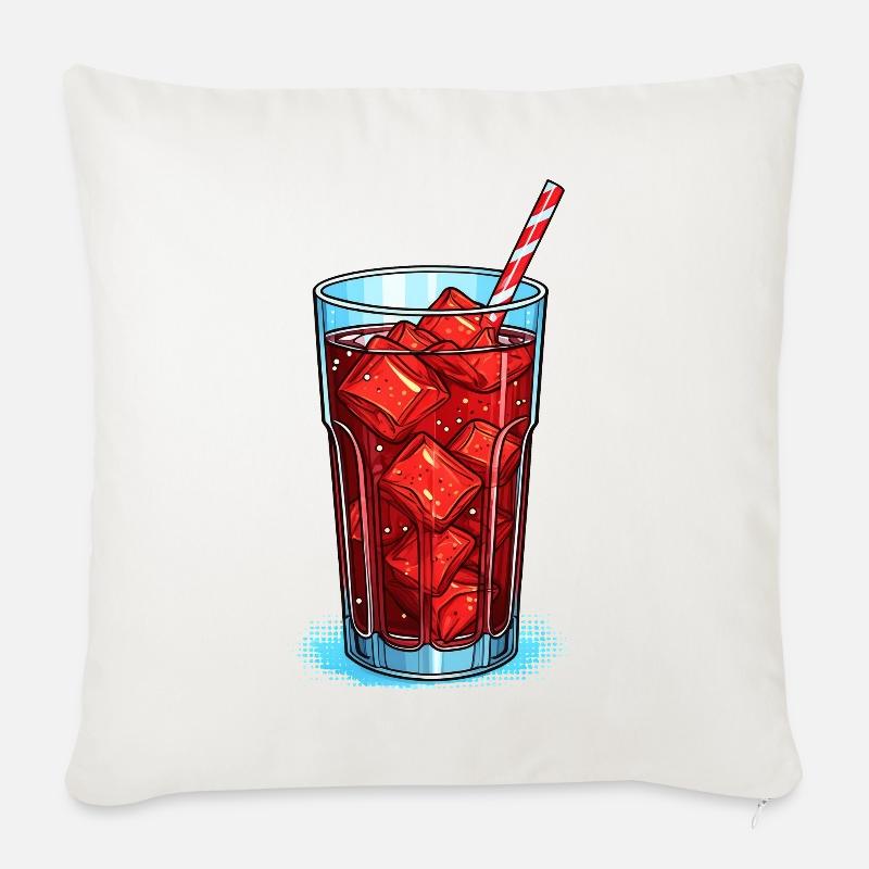 Verre de cola avec glaçons - Coussin et housse de 45 x 45 cm - blanc nature