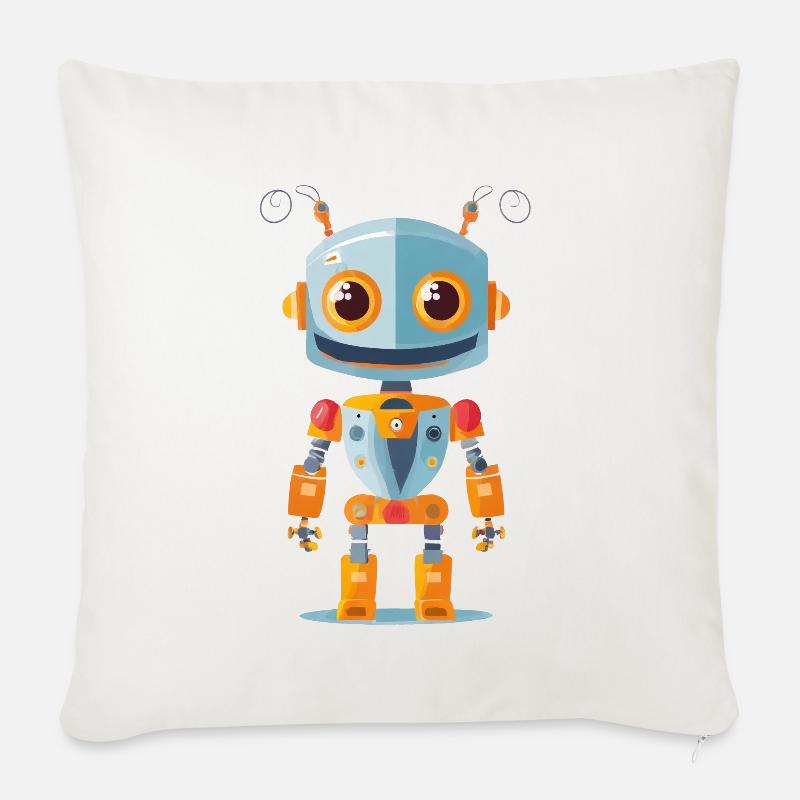 Robot - Coussin et housse de 45 x 45 cm - blanc nature