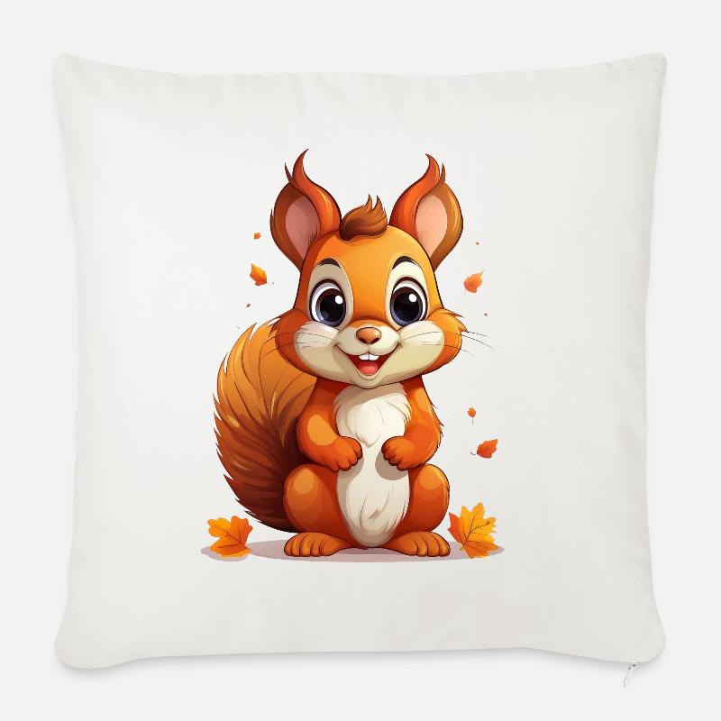 Eichhörnchen im Herbst - Sofakissen mit Füllung 45 x 45 cm - Naturweiß 