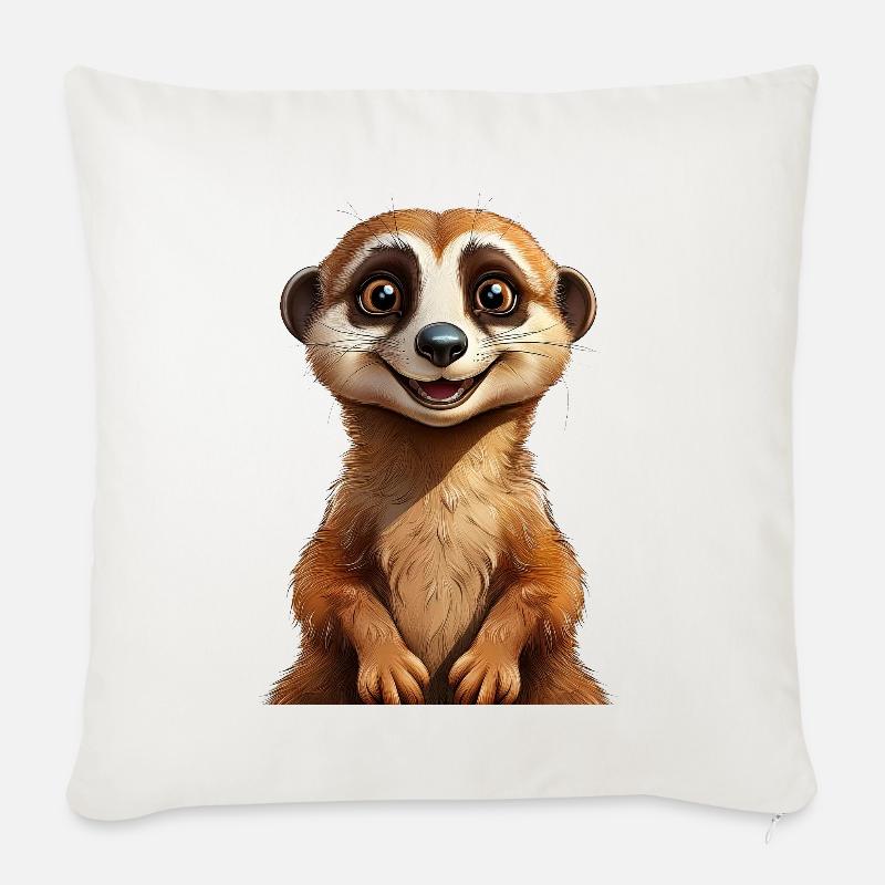 Erdmännchen - Sofakissen mit Füllung 45 x 45 cm - Naturweiß 