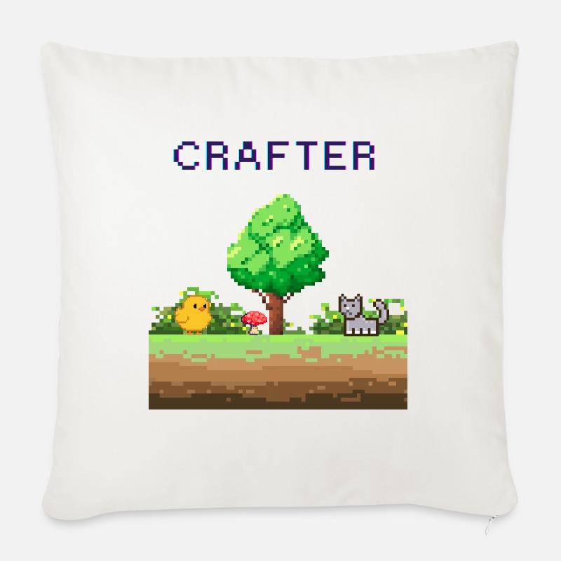 Pixel Crafter Waldabenteuer - Sofakissen mit Füllung 45 x 45 cm - Naturweiß 