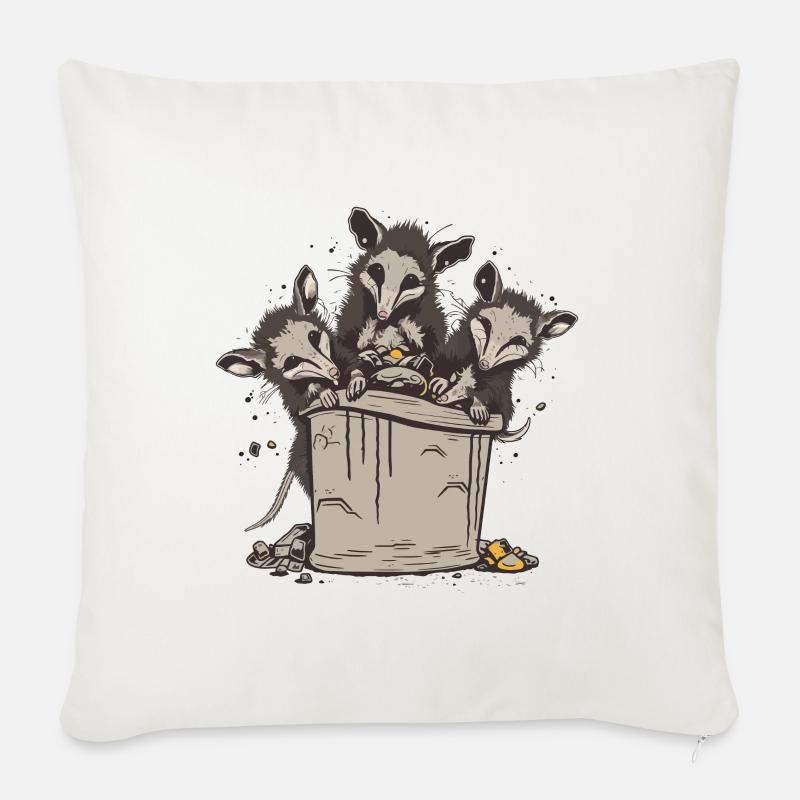 Opossums, die Müll essen - Sofakissen mit Füllung 45 x 45 cm - Naturweiß 