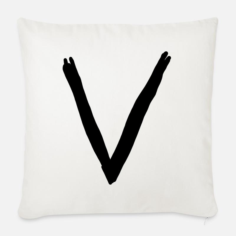 Buchstaben V - Sofakissen mit Füllung 45 x 45 cm - Naturweiß 