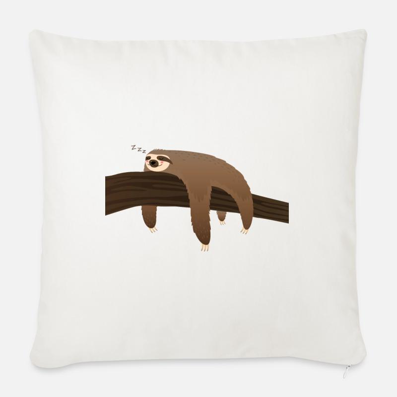 Sloth Relax Chill Nap sleep - Coussin et housse de 45 x 45 cm - blanc nature