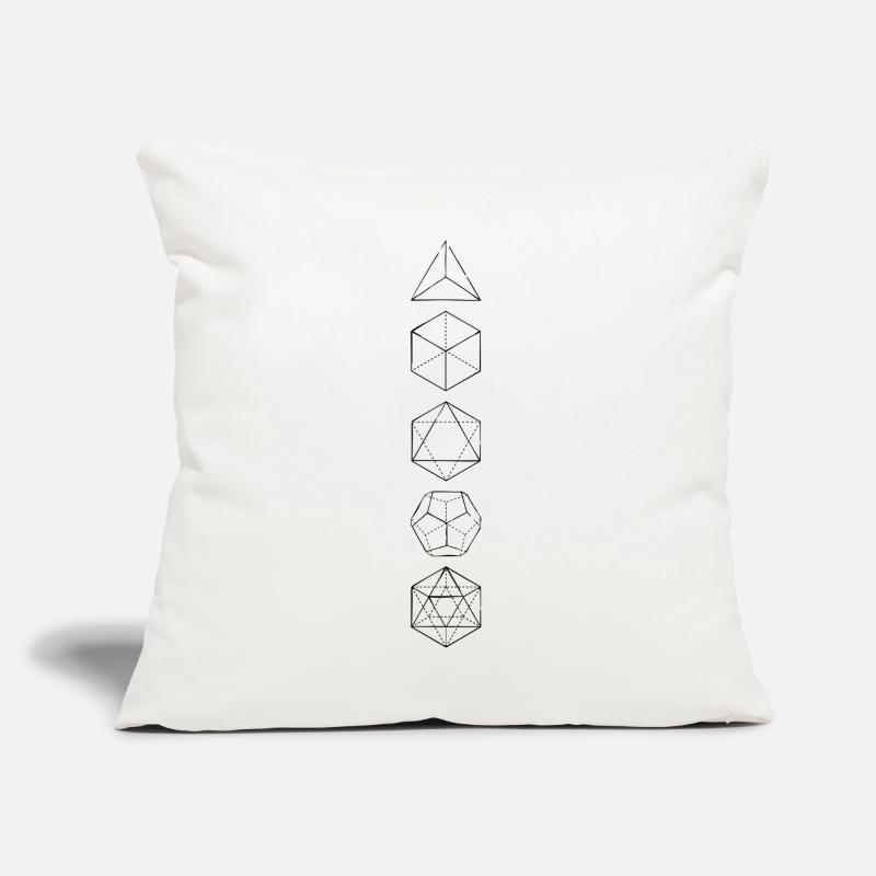 Solides de Platon, 5 éléments, géométrie sacrée, Coussin et housse de 45 x 45 cm