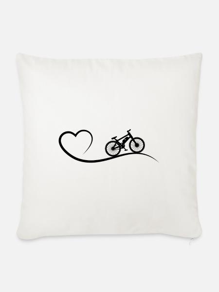 Herz und ebike - - Sofakissen mit Füllung 45 x 45 cm - Naturweiß