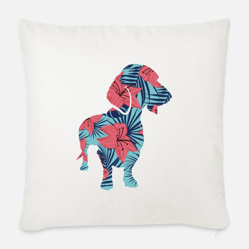 Teckel Chien Teckel Propriétaire De Chien Teckel - Coussin et housse de 45 x 45 cm - blanc nature
