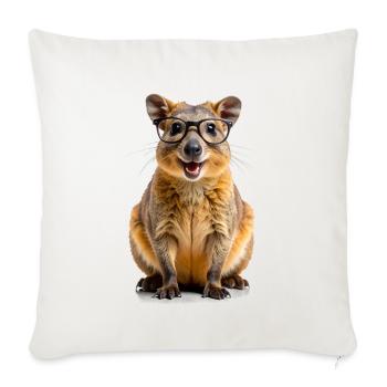 Quokka Cutie with Glasses – Clever to fall in love with! - Sofa pillow with filling 45cm x 45cm - natural white - Front
