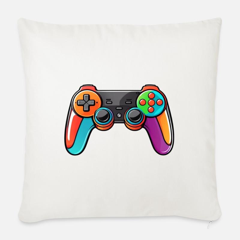 Gamepad Controller Farben Bunt - Sofakissen mit Füllung 45 x 45 cm - Naturweiß 