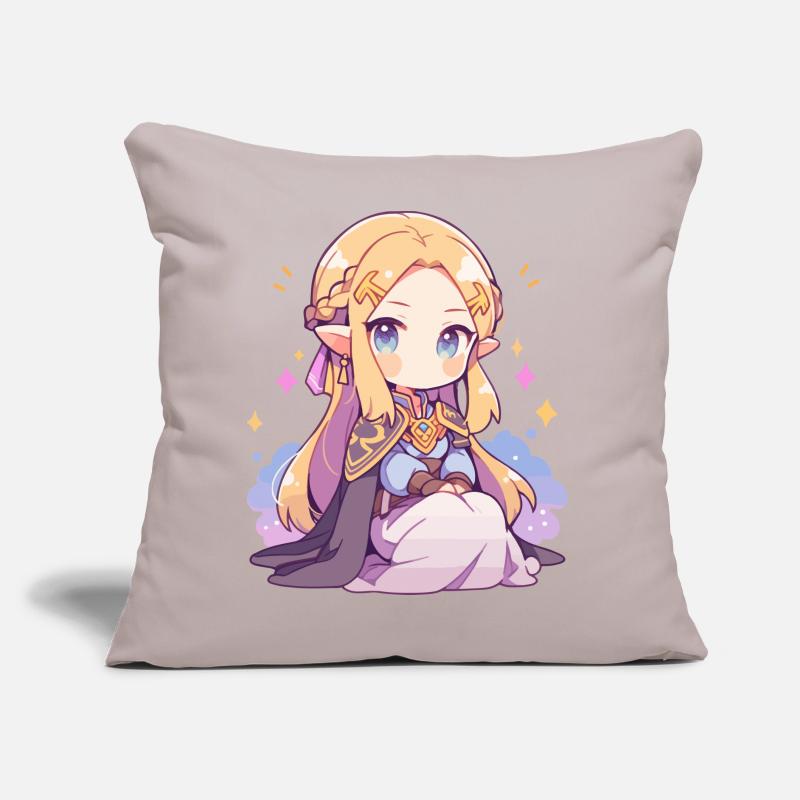 Princesse Chibi mignonne - Conception de conte de fées mignon Coussin et housse de 45 x 45 cm