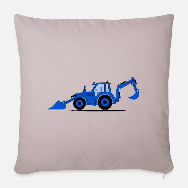 Traktor Bagger Baggerschlepper Blau - Sofakissen mit Füllung 45 x 45 cm - helles Taupe