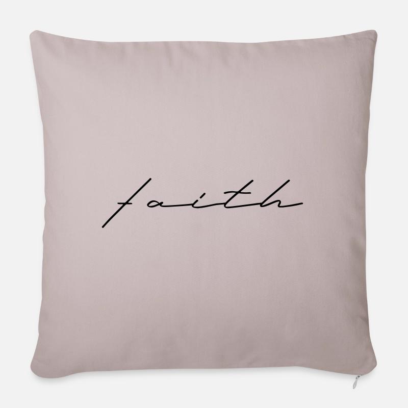 lettrage de foi - Coussin et housse de 45 x 45 cm - taupe clair